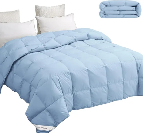 Miniatura 21 de SNOWMAN Manta de plumón extra suave tamaño individual, edredón ligero de plumón con 8 pestañas en las esquinas, edredón de cama refrescante