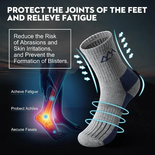 Miniatura 19 de innotree 3 Pack Men's Merino Wool Hiking Socks, Micro Crew Cushioned Hiking Walking Thermal Moisture Wicking Trekking Socks