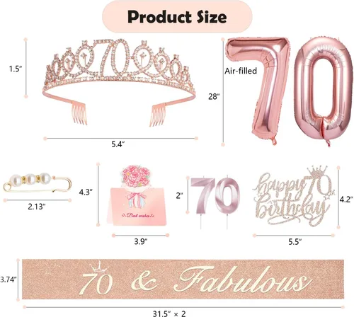 Miniatura 82 de Decoraciones de cumpleaños de 30 años para ella, banda y corona de cumpleaños de 30 años, adorno para pastel de cumpleaños y velas, tarjeta