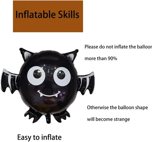 Miniatura 4 de Globos de murciélago para Halloween, globos de aluminio para fiestas temáticas de murciélagos, suministros de decoración de Halloween, cumpleaños
