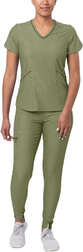 Adar Pro - Conjunto moderno de ropa quirúrgica atlética para mujer, Camiseta quirúrgica moderna con cuello en V y pantalones quirúrgicos de yoga y