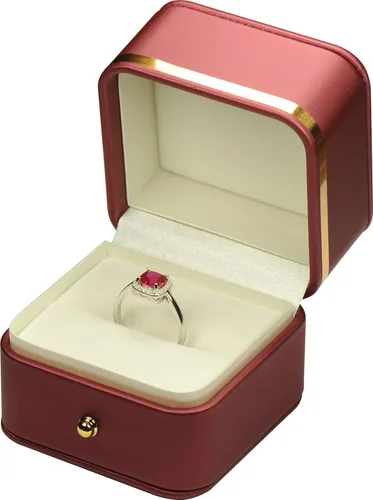 Caja de anillo para propuesta de boda, compromiso para hombres y mujeres, de lujo, suave al tacto, color rojo de primera calidad, caja de joyería