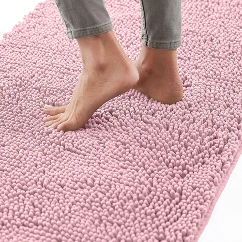 Miniatura 94 de Gorilla Grip - Tapete de baño afelpado, absorbente, peludo, de felpilla, para base de inodoro cuadrada, reverso de goma, suave, de microfibra, claro