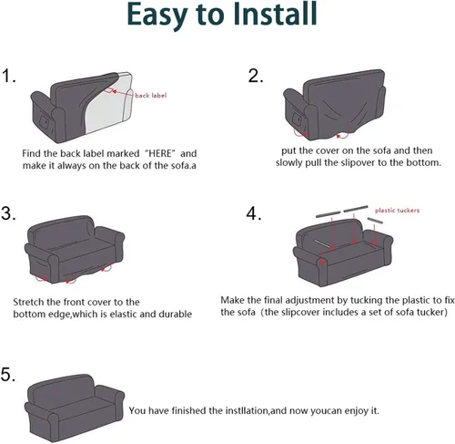 Miniatura 6 de Funda elástica para sofá, funda elástica de elastano para sofá 1234 asientos, lavable, protector de muebles adecuado para niños, gatos y perros