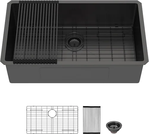 Miniatura 21 de Lordear Fregadero de cocina para interiores y exteriores de 15 x 17 con grifo plegable, Samll Bar Prep 16 calibre T304 de acero inoxidable