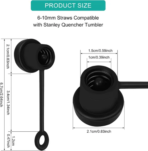 Miniatura 3 de Paquete de 6 popotes de silicona ajustables, reutilizables de grado alimenticio, compatibles con Stanley/Simple Modern/Yeti/Hydro Flask, ajuste