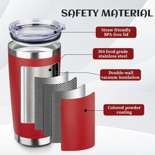 Miniatura 31 de StarSpeed Vaso de 20oz a granel con tapa, acero inoxidable de doble pared aislada al vacío, taza de café con recubrimiento de polvo para bebidas