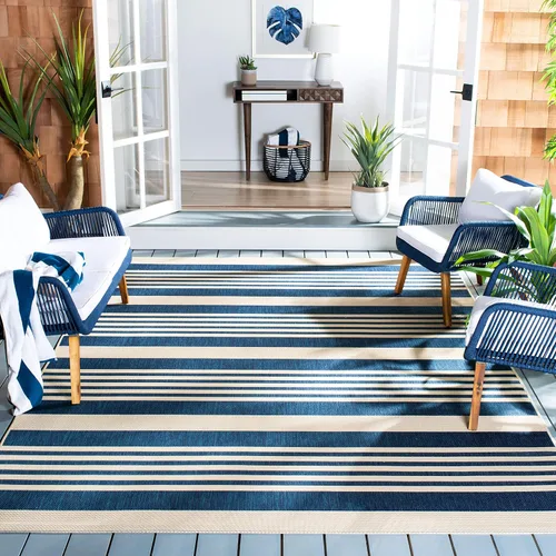 Miniatura 85 de SAFAVIEH Courtyard Collection - Alfombra decorativa, 2.3 x 5 pies, beige y verde oscuro, para interior/exterior, resistente a la intemperie