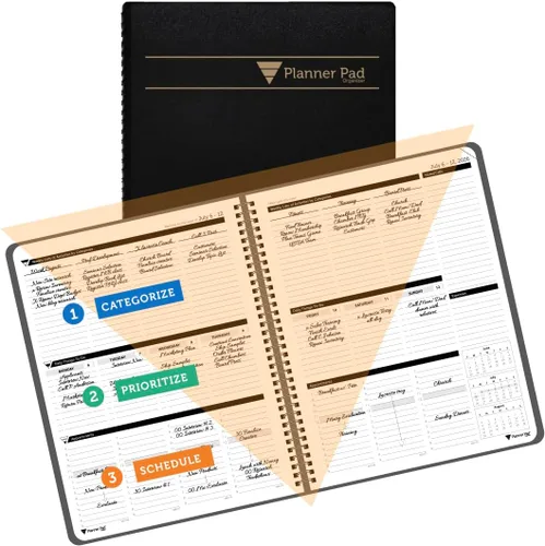 Miniatura 14 de Planner Pad Encuadernado en Espiral Octubre 2024 – Septiembre 2025 6 3/4" x 8 1/2" Organizador Mediano de 3 Niveles Funnel Down de 12 Meses