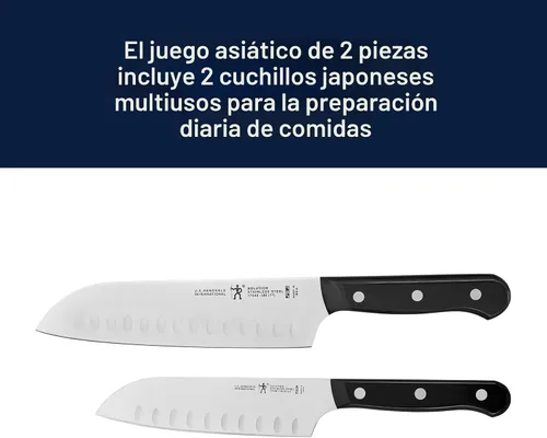 Miniatura 3 de HENCKELS Solution Razor-Sharp - Juego de cuchillos Santoku de 5 pulgadas, cuchillo Santoku de 7 pulgadas, diseño alemán informado por más de 100