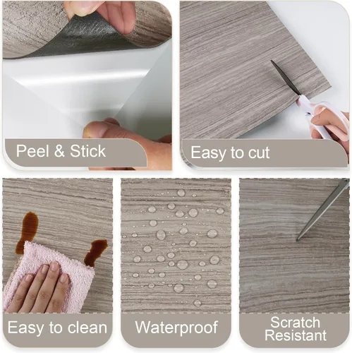Miniatura 6 de VaryStyle Paquete de 20 pisos impermeables para despegar y pegar, azulejos de vinilo con aspecto de madera de 12 x 12 pulgadas, autoadhesivos