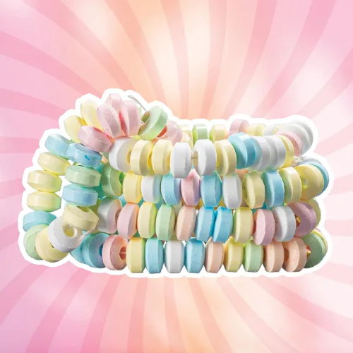 Miniatura 6 de 50 pulseras de dulces envueltas individualmente, joyas de caramelo pastel para bufé, rellenos de bolsas de golosinas, recuerdo de fiesta de Barbie