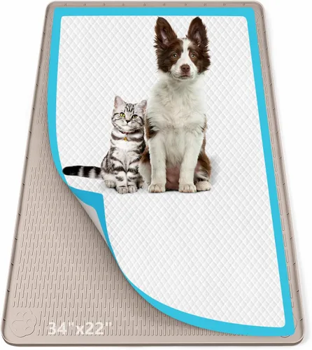 Miniatura 18 de Soporte para orina para perros, 51 x 25.6 pulgadas, de silicona, a prueba de fugas, borde alto, antiderrames, para cachorros, gatos, conejos