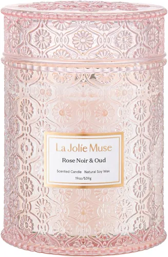 Miniatura 25 de LA JOLIE MUSE Vela de vainilla y coco – Coco, freesia y vainilla Vela de mecha de madera grande de 19 oz Cera de soja natural 90 horas de Isla