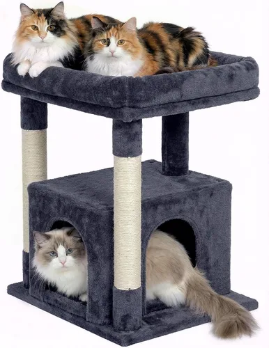 Árbol para gatos grandes, 19 x 15.8 pulgadas, percha grande para gatos adultos, torre para gatos de 23.6 pulgadas con poste rascador, condominio