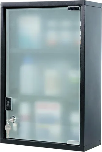Miniatura 6 de MyGift Gabinete negro de la medicina del cuarto de baño, gabinete de almacenamiento montado en la pared del metal con 3 estantes, cerrando