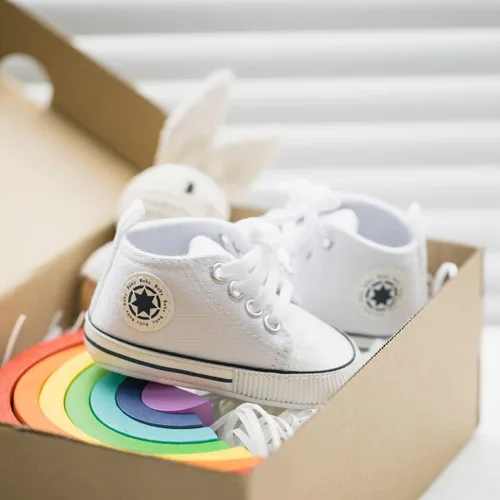 Miniatura 5 de KIDSUN - Zapatos deportivos unisex de caña alta para bebés mezclilla de lona suela antideslizante suaves para los primeros pasos