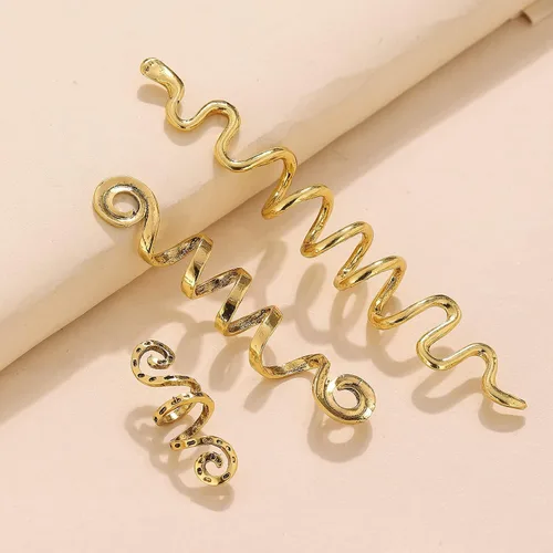 Miniatura 4 de FRDTLUTHW Joyas doradas de serpiente para trenzas, decoración de cabello de Halloween, accesorios de rastas para mujer (paquete de 6)