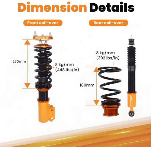 Miniatura 6 de maXpeedingrods Coilovers para Ford Mustang GT/Base SN95 1994-2004, Kit de suspensión de bobinas de altura ajustable, amortiguador de amortiguador