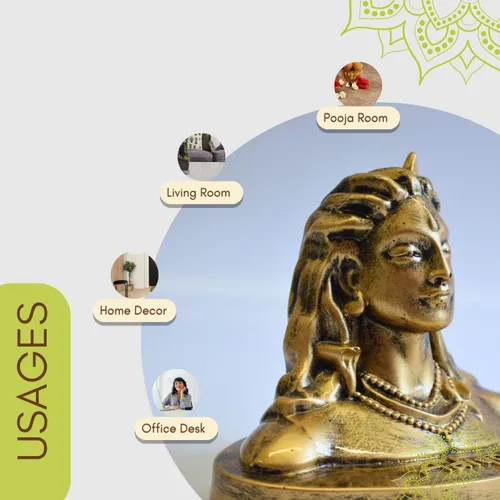 Miniatura 4 de Vedic Charya - Estatua de Adiyogi Shiva de 4.5 pulgadas - Ídolo de resina hecho a mano de Mahadev Dhyana Mudra para tablero del coche, escritorio