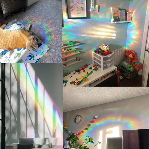 Miniatura 5 de GORGECRAFT 16 calcomanías de vidrio para ventana de fase lunar, anticolisión, arco iris, para pájaros, calcomanías de huelga de pájaros, película