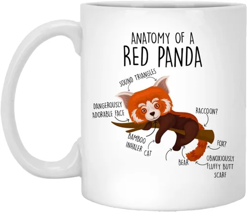 Taza de café con panda rojo, lindo regalo de panda, amante de animales salvajes, divertidos regalos de vida silvestre para ella, cumpleaños,