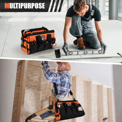 Miniatura 7 de UUP Bolsa de herramientas resistente de 15 pulgadas, 16 bolsillos, portátil, suave, organizador de almacenamiento, asa táctica de transporte, caja