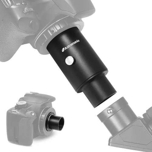 Astromania Adaptador de foto para telescopio, adaptador de cámara fija de 1.25 pulgadas, accesorios de telescopio de metal para enfoque principal o