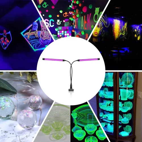 Miniatura 7 de Luz LED negra, temporizador de 3, 9 y 12 horas, 10 niveles regulables, luz UV, cabezal doble, 54 LED, luz negra, lámpara UV LED de 395-405 nm