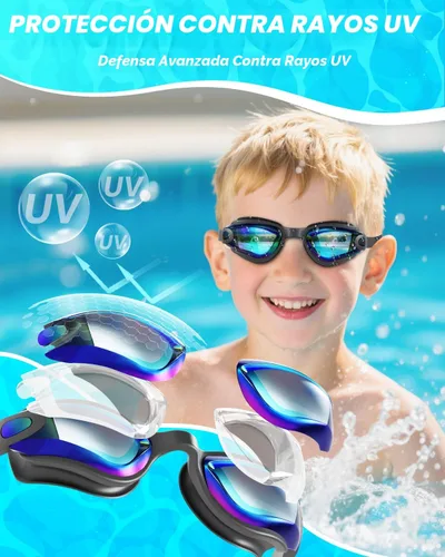 Miniatura 2 de Aegend - Gafas de natación de 2 unidades, gafas de natación para niños, niños y niñas de 3 a 14 años Aqua & A-rosa brillante
