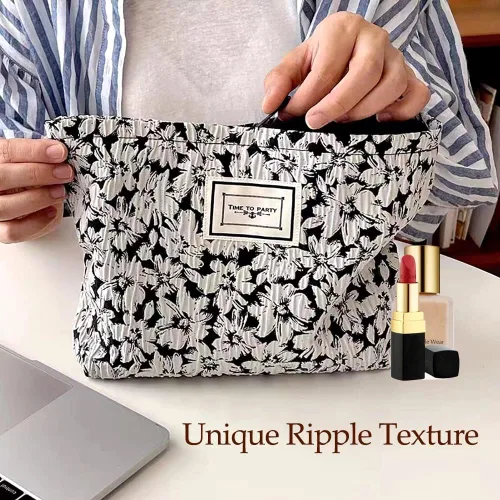 Miniatura 2 de STARDW Bolsas de cosméticos de flores para mujeres y niñas, bolsa de maquillaje de viaje, bolsa de maquillaje de lona de gran capacidad, bolsa