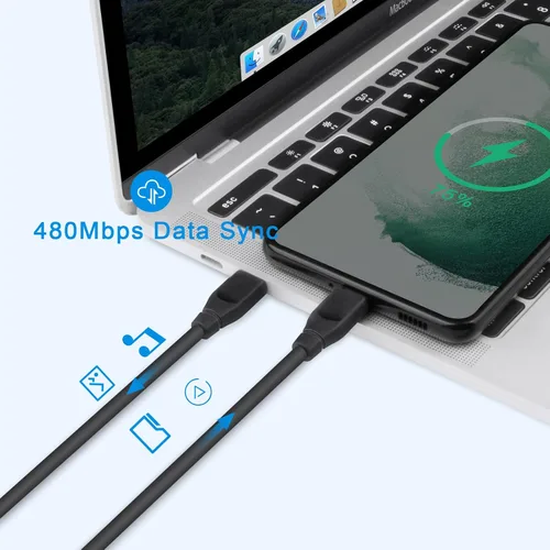Miniatura 4 de Cable USB C a USB C, 60 W, 2 unidades tipo C a tipo C, cable de carga rápida de 6 pies C para Samsung Galaxy S25 S24 S23 Ultra S22 A53 A03S A04S A16