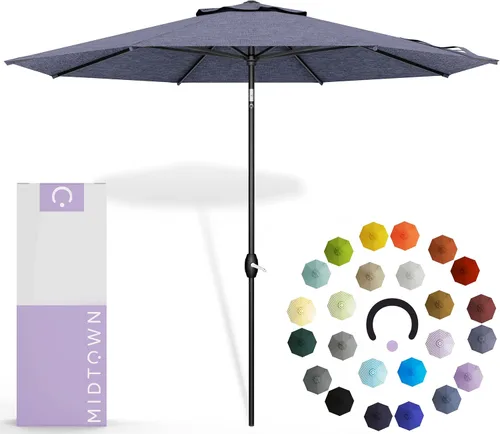 Miniatura 20 de Midtown Umbrellas 10 años sin decoloración, 6 pies, tela de poliéster roja a prueba de rayos UV, sombrilla para patio al aire libre, marco