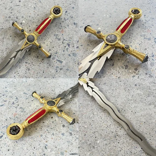 Miniatura 6 de Espada ceremonial masónica medieval de acero inoxidable de 39.8 pulgadas con placa de exhibición para colección, cosplay