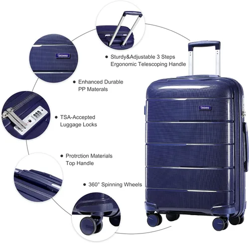 Miniatura 5 de Joyway maleta de equipaje, Azul, Equipaje Spinner Ruedas Hardside Equipaje 8pcs Set Ligero Pp Durable Equipaje Con Tsa Lock..
