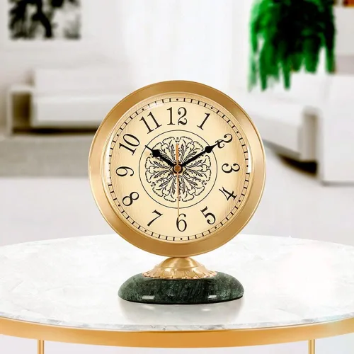 Miniatura 3 de Retro Vintage Metal Table Clock, Small Non-Ticking Clock with Silent Quartz Movement - Battery Operated Desk Clock with HD Glass Face