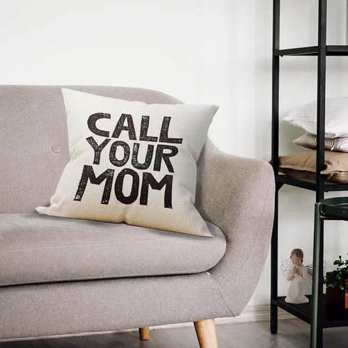Miniatura 2 de Mancheng-zi Call Your Mother - Funda de almohada divertida con texto en inglés "Call Your Mom", 18 x 18 pulgadas, funda de cojín decorativa de lino