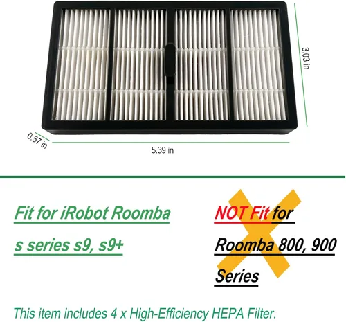 Miniatura 2 de Dttery Kit de filtro HEPA de alta eficiencia, pieza de repuesto para iRobot Roomba s Series s9 s9+ Plus Robot aspiradoras, 4643682, paquete de 4