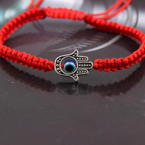 Miniatura 5 de MENGLINA Pulsera unisex hecha a mano de cuerda trenzada roja de la suerte pulsera Hamsa con dije de mal de ojo para mujer pulseras ajustables