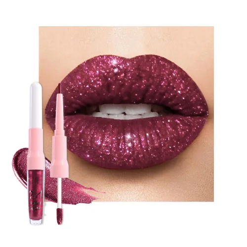 Miniatura 23 de evpct Juego de delineador de labios y lápiz labial metálico rosa claro, para mujeres, de larga duración, impermeable, 24 unidades, color rosa claro
