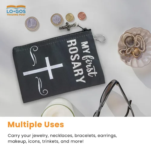 Miniatura 38 de Bolsa de rosario católico, estuche de rosario de bautismo para niños con números 6:24-26, versículo de la Biblia, 4 x 6 pulgadas, joyería y monedero