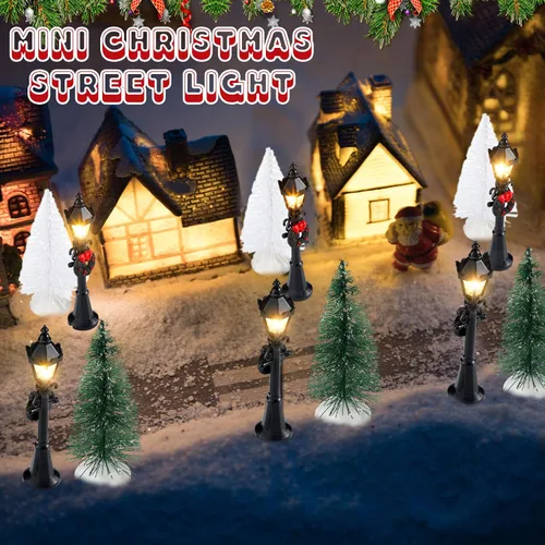 Miniatura 5 de Shappy 24 piezas de lámpara de Navidad, accesorios de pueblo, mini lámpara de calle, casa de muñecas, modelos de farola para modelos de luces