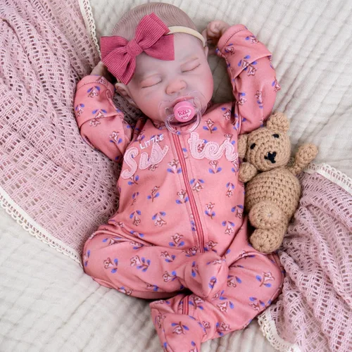Miniatura 2 de Aori Muñecas Reborn de bebé realistas de 50.8 cm Niña durmiendo recién nacida con cuerpo pesado para abrazar Muñeca de vinilo posable incluye Rojo