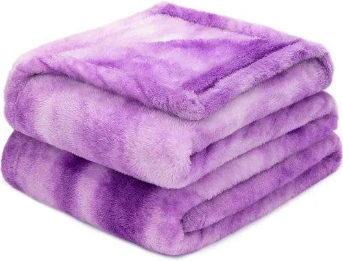 Manta de forro polar púrpura tipo cobija - Manta de 300 GSM para sofá, cama, suave, ligera, mullida, acogedora, mantas de microfibra y cobijas