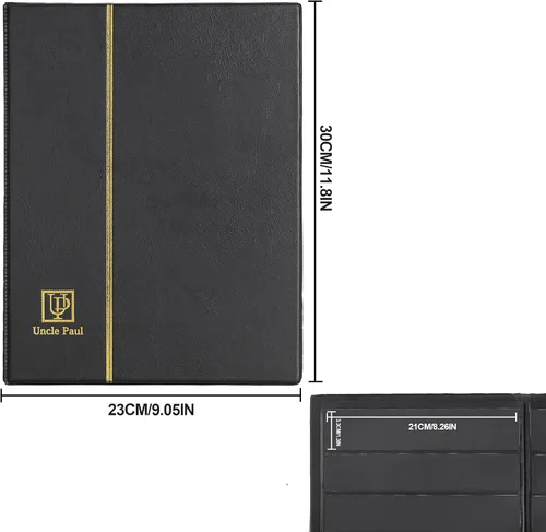Miniatura 2 de Álbumes de sellos con 140 bolsillos, libros de stock con mangas de 1.378 x 7.756 in, 10 páginas negras de doble cara con cubierta negra acolchada