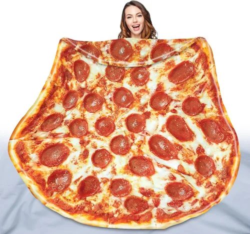 QiyI Manta de pizza 2.0 de doble cara para adultos y niños, manta gigante de comida divertida, regalos divertidos de Acción de Gracias, regalo Pizza