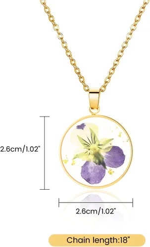 Miniatura 155 de Pressed Flower Necklace Gift for Women Personalized Handmade Necklaces Birth Flower Necklace