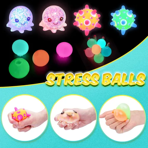 Miniatura 2 de Paquete de 24 bolas antiestrés, bolas esponjosas, bolas para apretar para adultos, bolas de alivio del estrés, rellenos de caja de premios