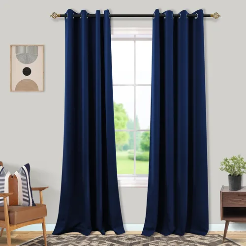 Miniatura 101 de Mrs.Naturall Cortinas Azul Real para Dormitorio, Cortinas Opacas Cortas Medianas Azul Cobalto para Cocina Decoración de Habitación de Adolescentes