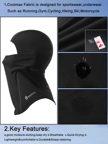 Miniatura 2 de Pasamontañas, secado rápido, secado rápido, suave, elástico, tela CoolMax de EE. UU., diseñada para deportes, protección contra el polvo solar UPF50